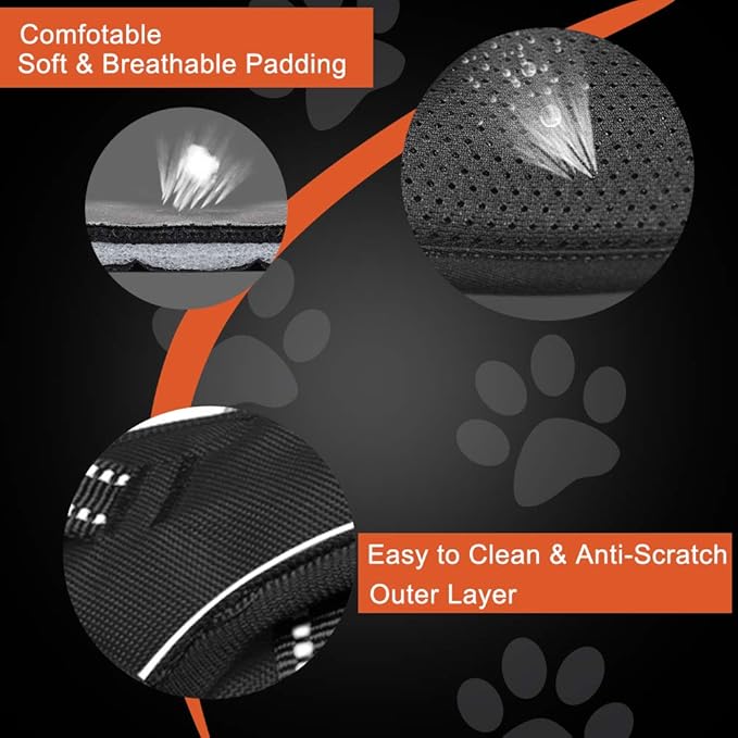 PHOEPET No Pull Dog Harness Medium Reflective Front Clip Puppy Vest with Handle,Adjustable 2 Metal Leash Attachment Hooks(M, Blue)