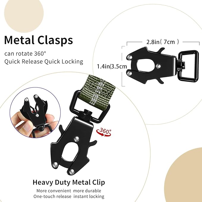 Heavy Duty Tactical Bungee Dog Leash, 4-6FT Shock Absorbing Tactical Dog Leash with 2 Padded Handles, Metal Carabiner Clip, Car Seatbelt, Reflective for Medium Large Dogs (ArmyGreen)