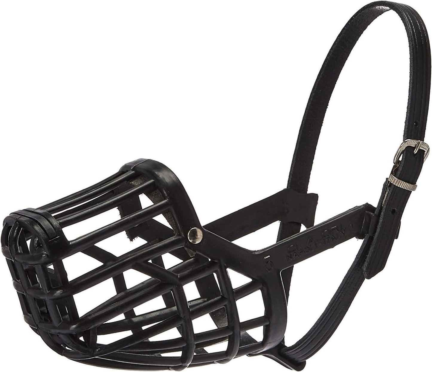 Leather Brothers Italian Basket Dog Muzzle, Adjustable Secure Fit, Comfortable Design, Training and Safety, Averts Biting, Prevents Chewing and Scavenging, Perfect for Grooming - Black, Size 5