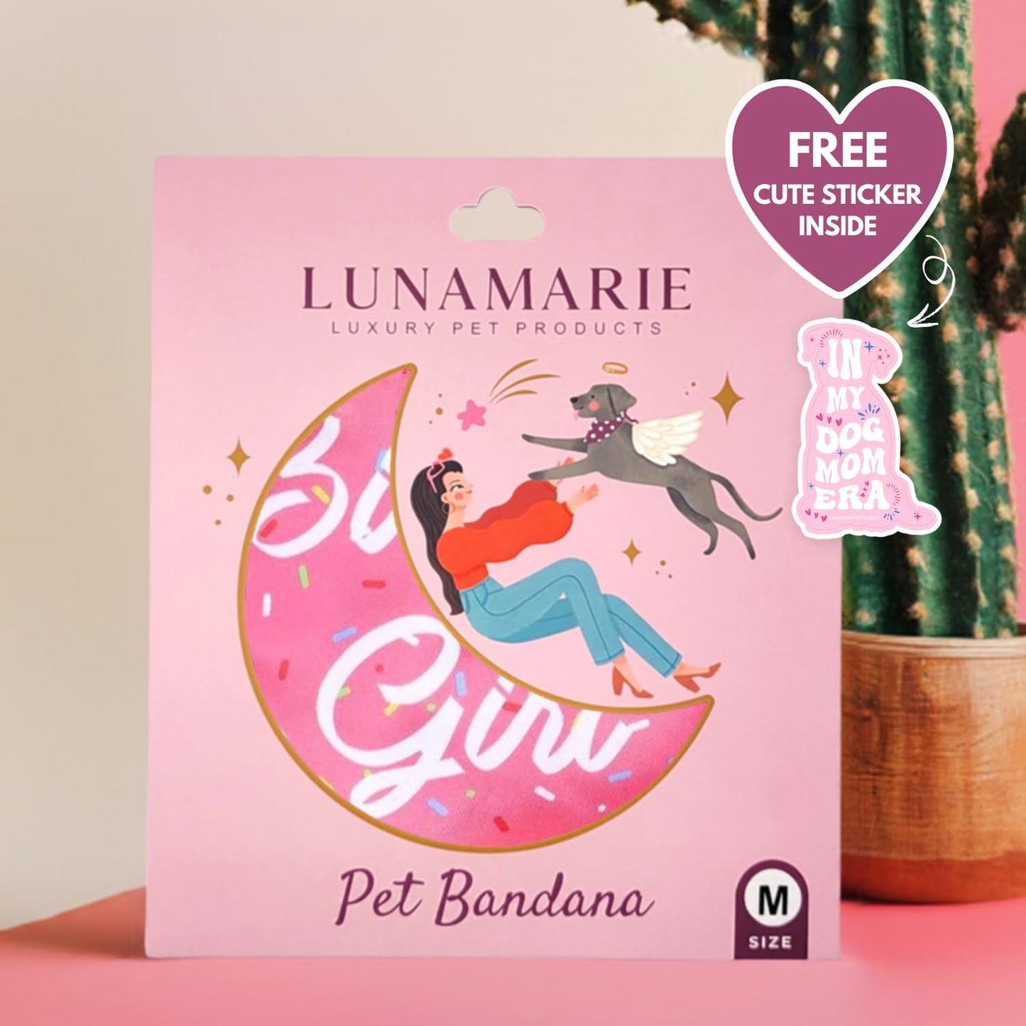 LunaMarie - Luxury Pet Birthday Bandanas -Premium & Silky Poly Fabric | 100% Handmade | Custom Shape Dual Layered (Birthday Girl, Small)