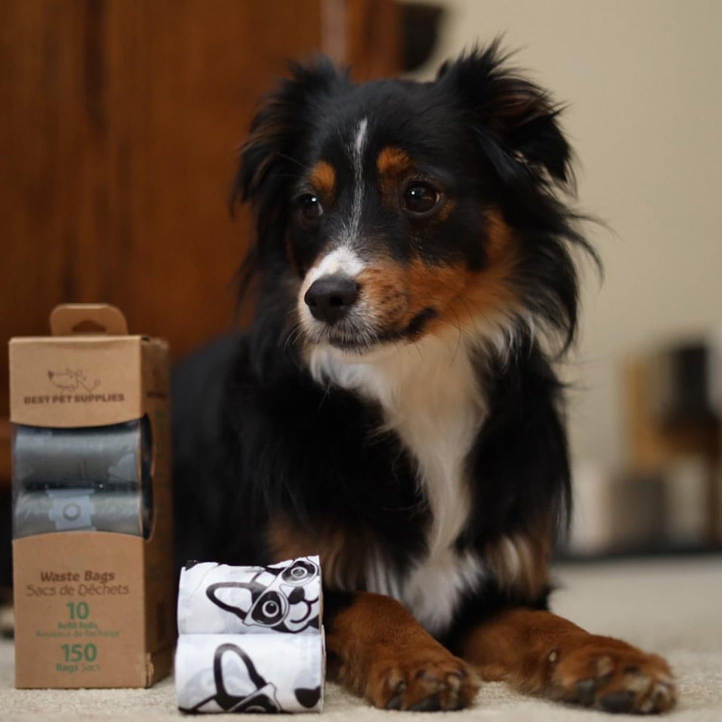 Best Pet Supplies Dog Poop Bags (150 Bags) for Waste Refuse Cleanup, Doggy Roll Replacements for Outdoor Puppy Walking and Travel, Leak Proof and Tear Resistant, Thick Plastic - White