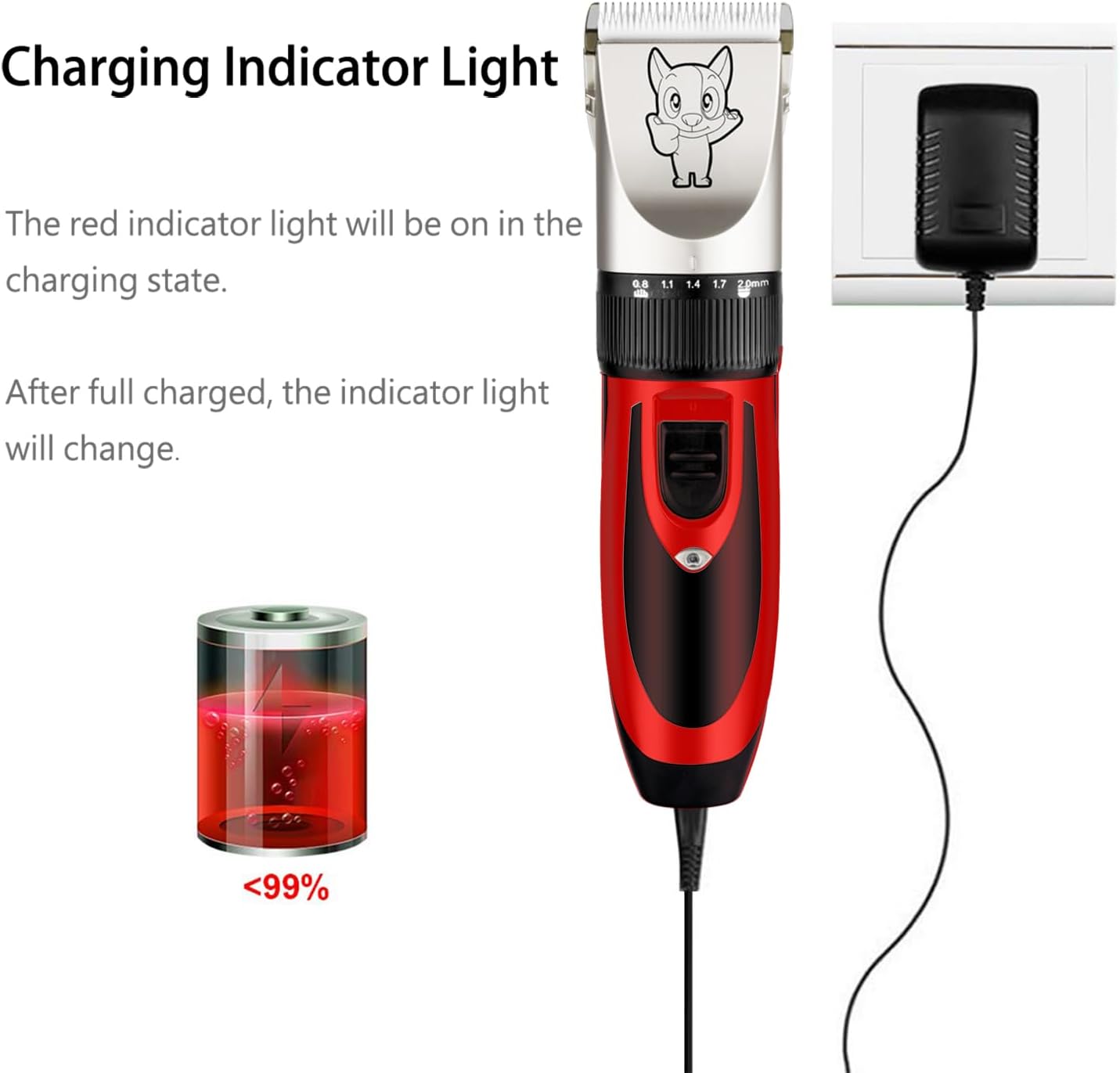 Dog Grooming Kit Clippers, Low Noise, Electric Quiet, Rechargeable, Cordless, Pet Hair Thick Coats Clippers Trimmers Set, Suitable for Dogs, Cats, and Other Pets(Red)