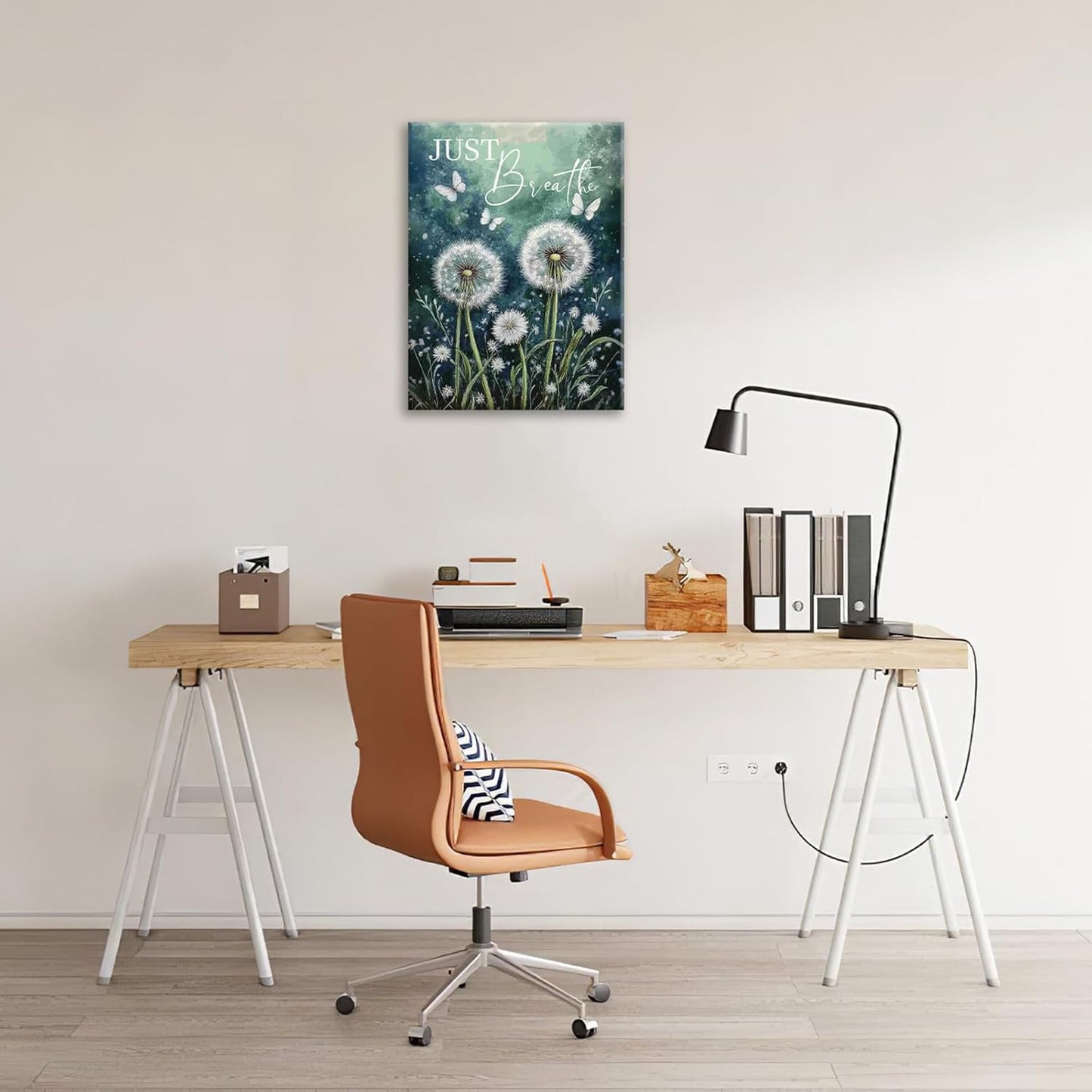 Dandelion Pictures Wall Art, Farmhouse Floral Bathroom Wall Decor, Rustic Inspirational Framed Painting Butterfly White Flower Canvas Artwork for Bathroom Bedroom Living Room Decorations 24"L x 16"W