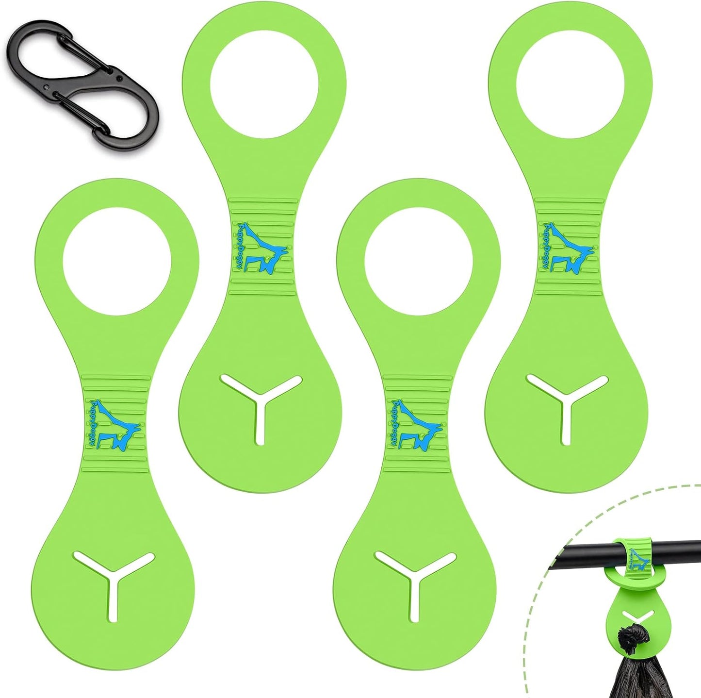 PuppyDoggy Dog Poop Bag Holder for Leash Waste Bag Carrier Dog Poop Bag Dispenser for Walking Running Bicycle Accessory 4 Pieces (Green)