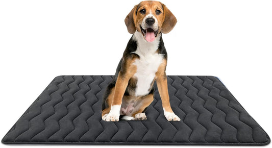 Bubble bear Dog Crate Mat - Upgraded Thick, Ultra Soft, Washable & Anti-Slip Kennel Pad for Small/Medium/Large Dogs, Dark-Hued to Hide Stains (36"x23")