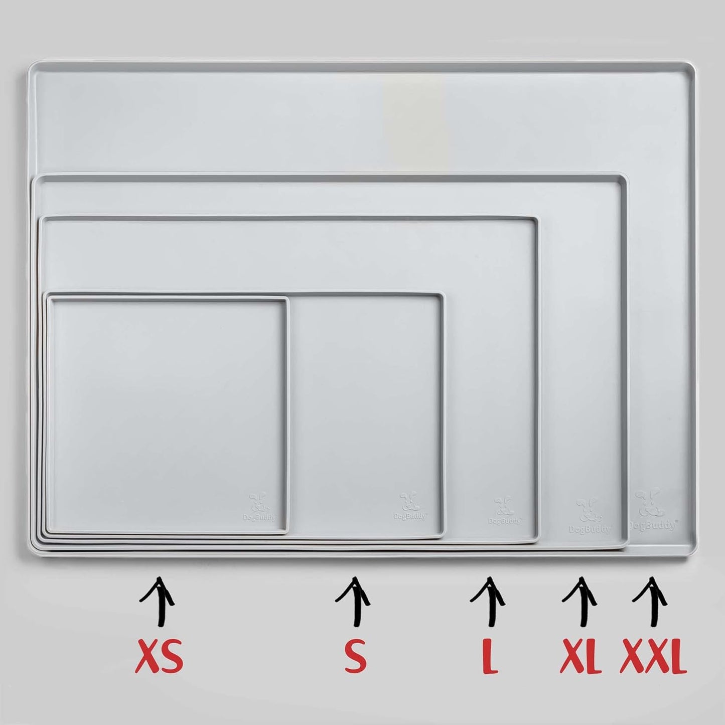 DogBuddy Dog Food Mat – Waterproof Dog Bowl Mat for Food and Water, Silicone Pet Feeding Mats for Floors, Non-Slip Placemat with High Edges for Dogs Bowls, Puppy Essentials (XS: 11" x 11", Mist)