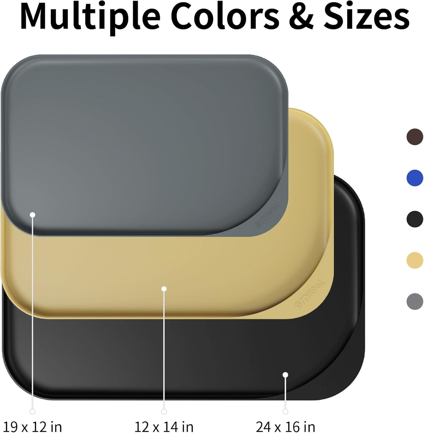 Silicone Pet Feeding Mat with Raised Edge & Residue Collection Pocket for Food and Water, Dog Bowl Mats, Cat Bowls Placemat with High Lip for Floor Waterproof, 24 x 16 x 0.8 Beige