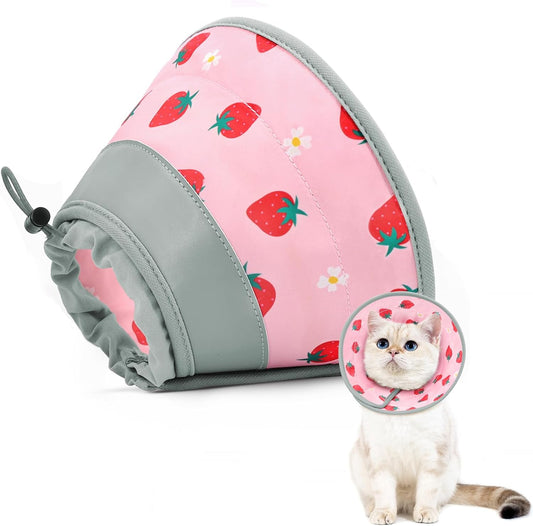Cat Cone Collar Soft to Stop Licking, Adjustable, Foldable Lightweight Kitten Cones After Surgery Recovery for Cats & Kittens, Cat Cone Alternative (Pink, S)