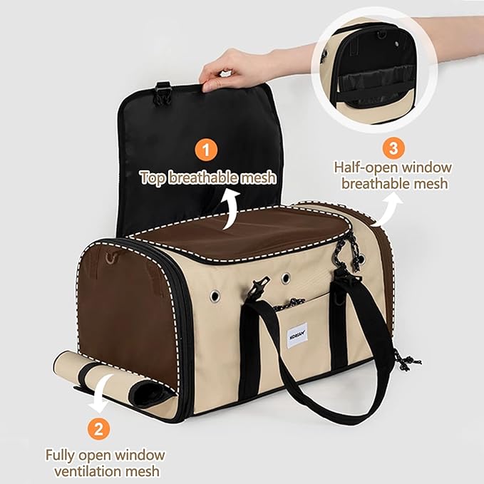 Pet Carrier Bag, Foldable Cat Bag Airline Approved, Soft-Sided Cat Travel Bag, Washable Dog Carrier Privacy Protection for Home Outdoor Travel(M, Blue)