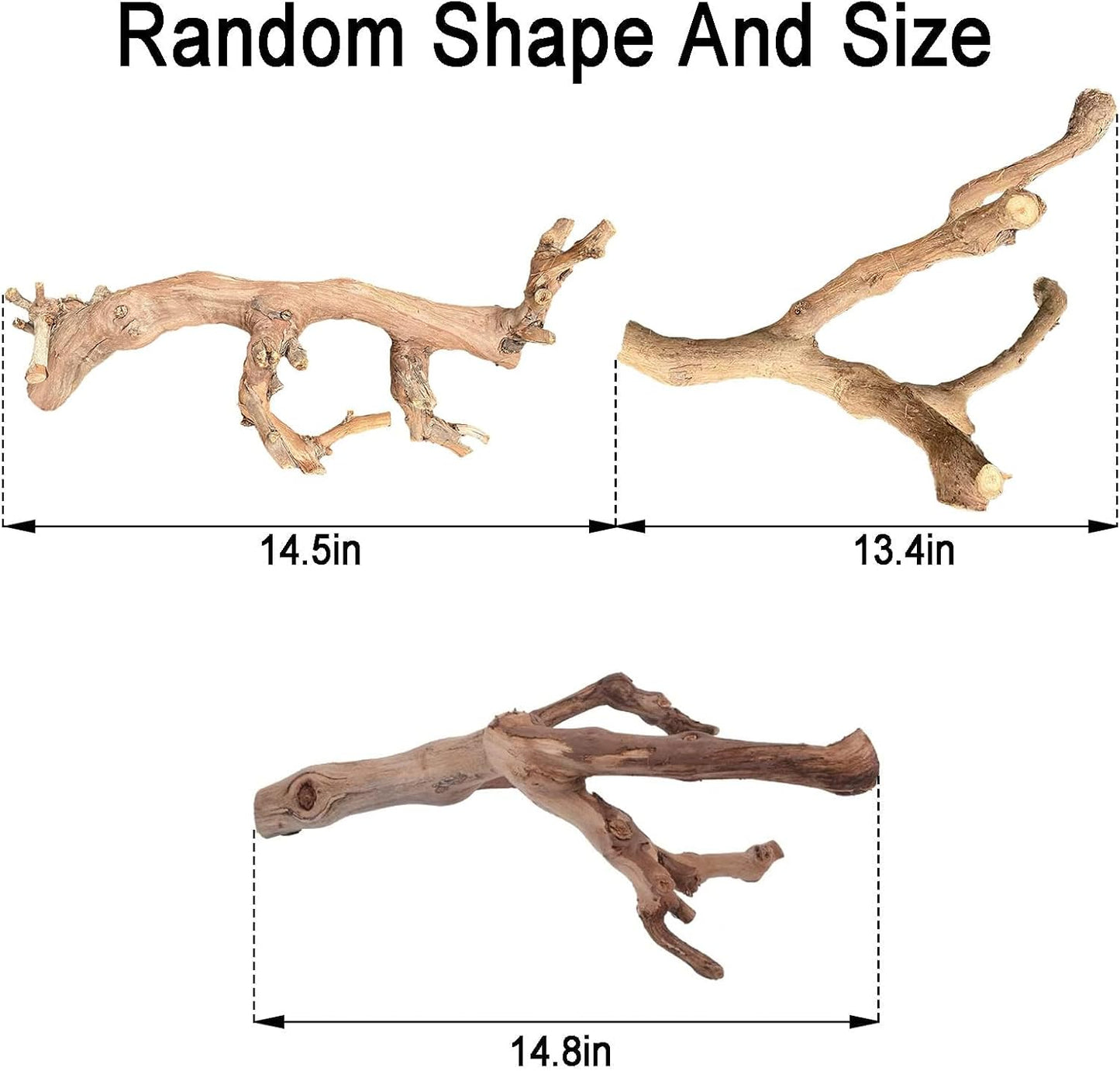 BNOSDM 2PCS Reptile Wood Branches Decor Lizard Habitat Decoration Snake Climbing Branch Accessories Terrarium Tree Trunk Ornament for Bearded Dragon Gecko Frog Chameleon Spider