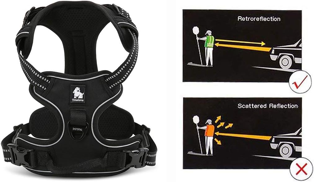 Truelove No Pull Dog Harness with Easy Control Handle and 2 Leash Attachments,Reflective Adjustable Pet Vest