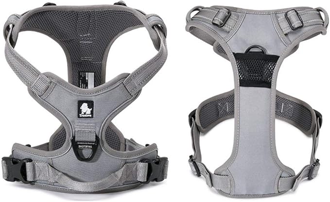 TRUE LOVE Adjustable No-Pull Dog Harness Reflective Pup Vest Harnesses Comfortable Control Brilliant Colors Truelove TLH5651(Gray,M)