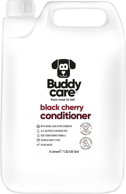 Black Cherry Dog Conditioner (169.07oz) Made with Aloe Vera, Argan Oil & Pro Vitamin B5 | Detangle Matted Coats & Relieve Sensitive & Itchy Skin, Suitable for Puppies from 8 Weeks, Vegan