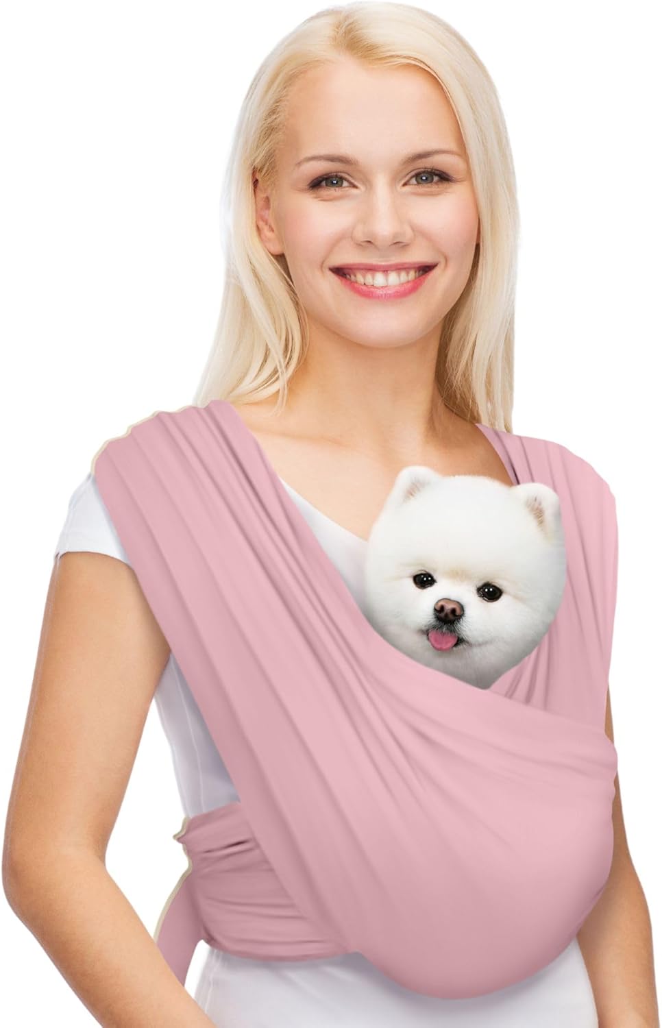 Dog Carriers for Small Dogs, Front Facing Dog Sling Carrier, Hands Free Cat Carrier, Size Adjustable, Reducing Back Pain, Premium Cotton, Safe and Soft Dog Carrier (Plus, Light Pink)