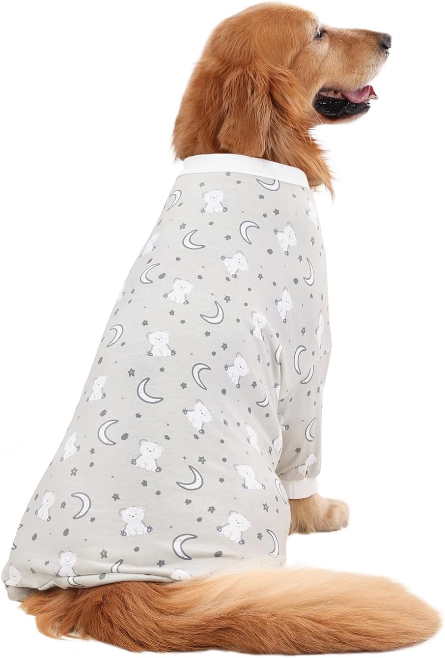HDE Dog Pajamas One Piece Jammies Jumpsuit Pet Clothes Outfit Stretchy Lightweight Comfy Shirt Pjs for M-3XL Dogs Goodnight Polar Bears - 2XL