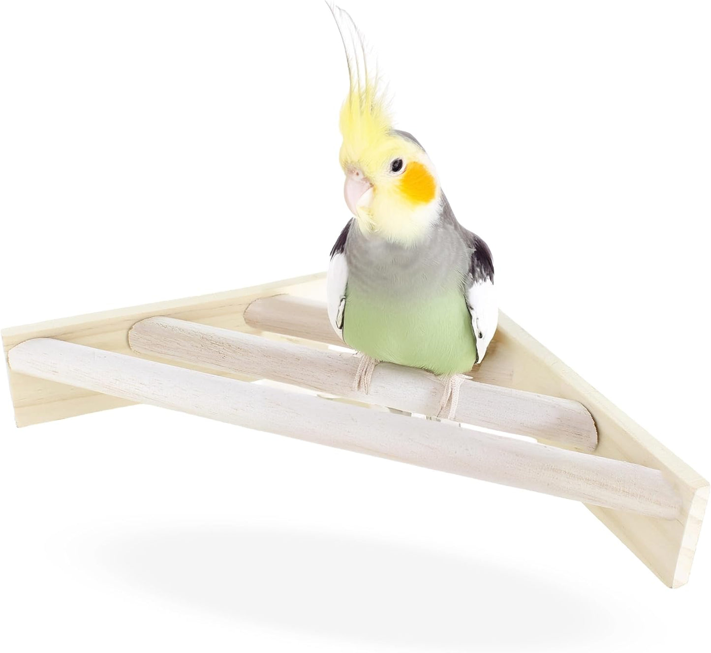 Bird Perch Corner Stand for Bird Cage Corner Platform Wood Bird Perches Corner Shelf Rest for Birds Parrots Cockatiels and Other Animal Pet Cages (Wood, Ladder)