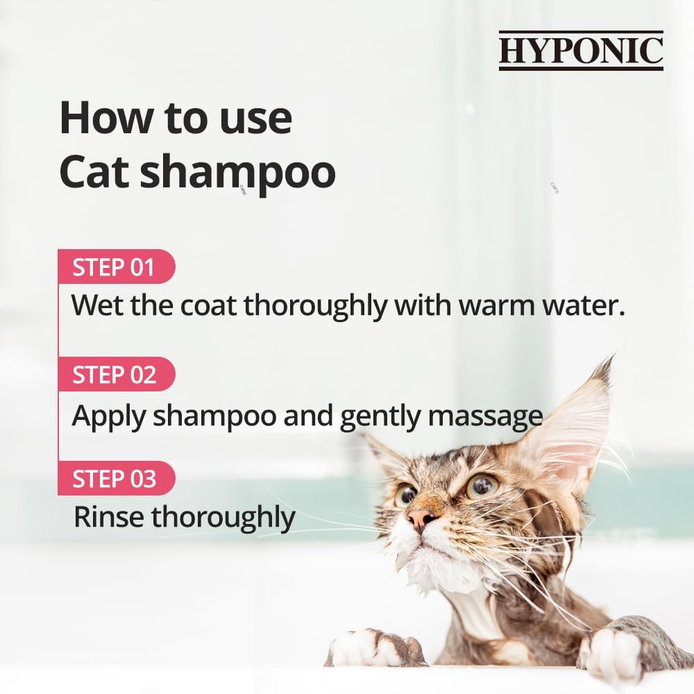 HYPONIC Hypoallergenic Premium Shampoo for All Cats (Scented, 10.14 oz) - Cat Shampoo for Dry Skin, Dandruff, Allergy