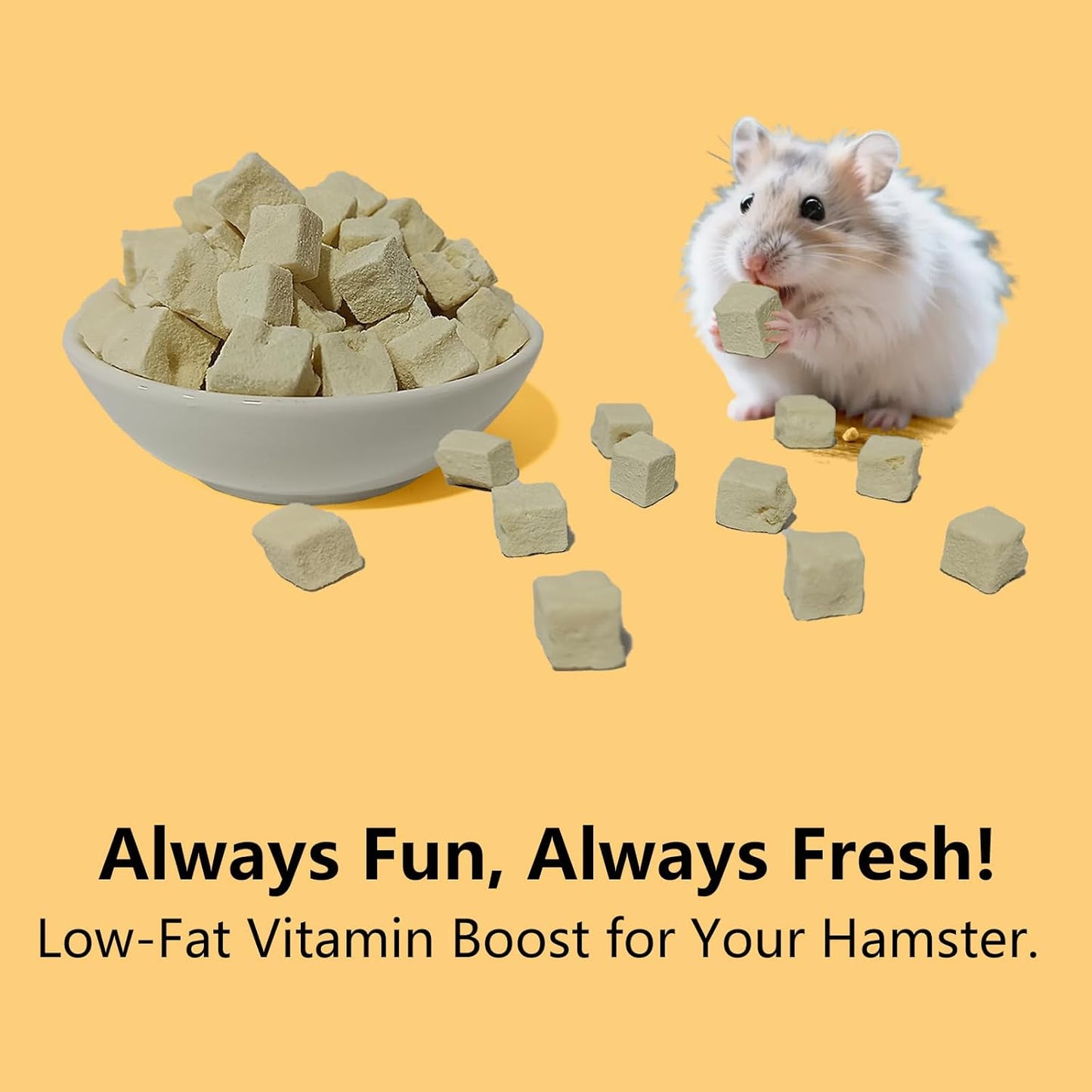 Freeze-Dried Tofu Hamster Treats, Grain-Free & Healthy Chews, High Protein Natural Snacks for Small Pets, Rabbits, Gerbils, Mice Degus, Chinchilla, 4.5 oz Pack