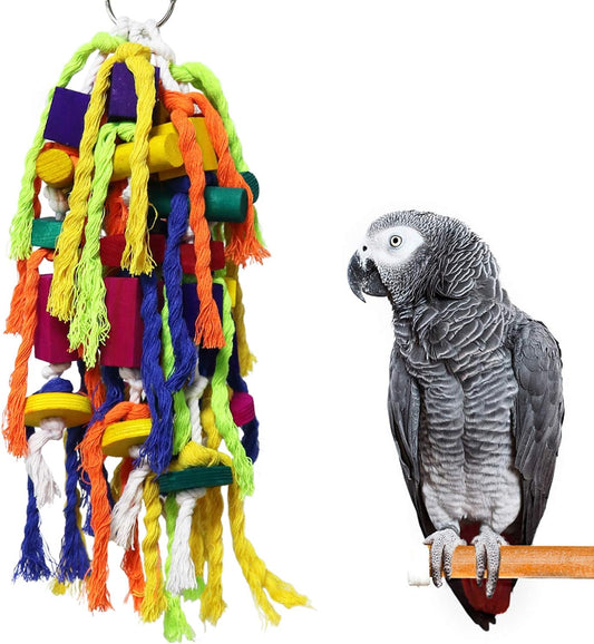 Rypet Large and Small Parrot Chewing Toys Parrot Cage Bite Toy Wooden Block Tearing Toys for Conures Cockatiels African Grey and Other Amazon Parrots