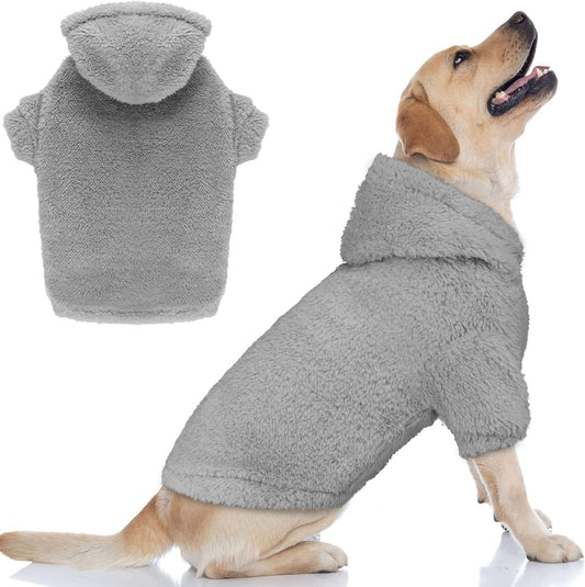 Stpiatue Dog Hoodie, Warm Soft Fleece Dog Coats Hooded Sweatshirt for Large Dogs, XX-Large, Grey