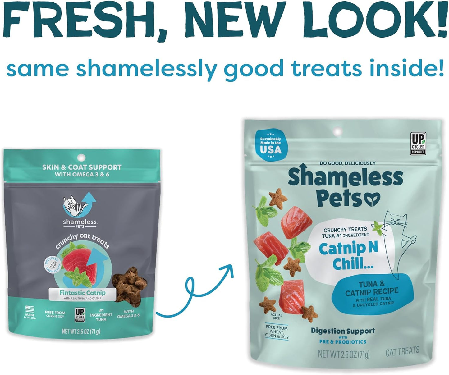 Shameless Pets Crunchy Cat Treats - Catnip Treats for Cats with Digestive Support, Kitten Treats with Real Ingredients, Natural & Healthy Flavored Feline Snacks - Fintastic Catnip, 1-Pk