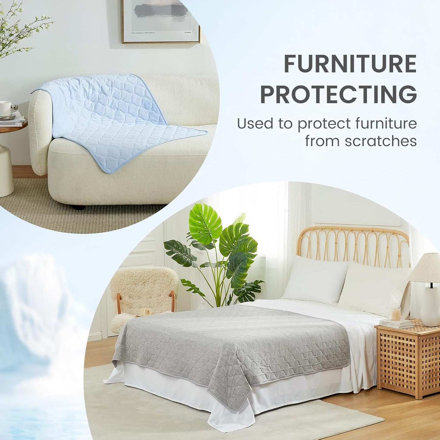 Cozy Bliss Leakproof Cooling Blanket for Medium Dogs – Q-Max>0.4, Durable & Washable Dog Cooling Mat for Hot Weather, Soft Pet Throw & Couch Protector for Dogs & Cats, 30x40 Inch, Heather Silver Grey