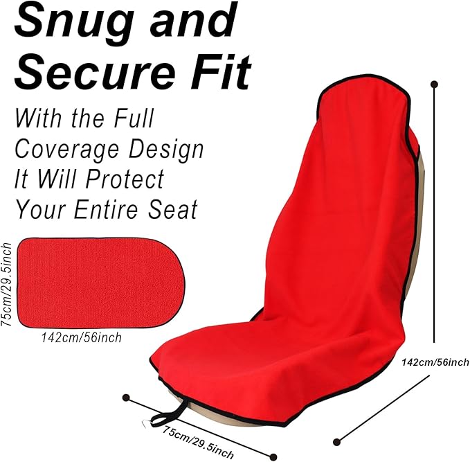 Car Seat Cover Protector Front Seats,for Gym Workout,Running,Swimming,Beach and Hiking,Waterproof Sweat Towel Bucket Seat Covers for Cars SUV Trucks (Red, 1Pcs)