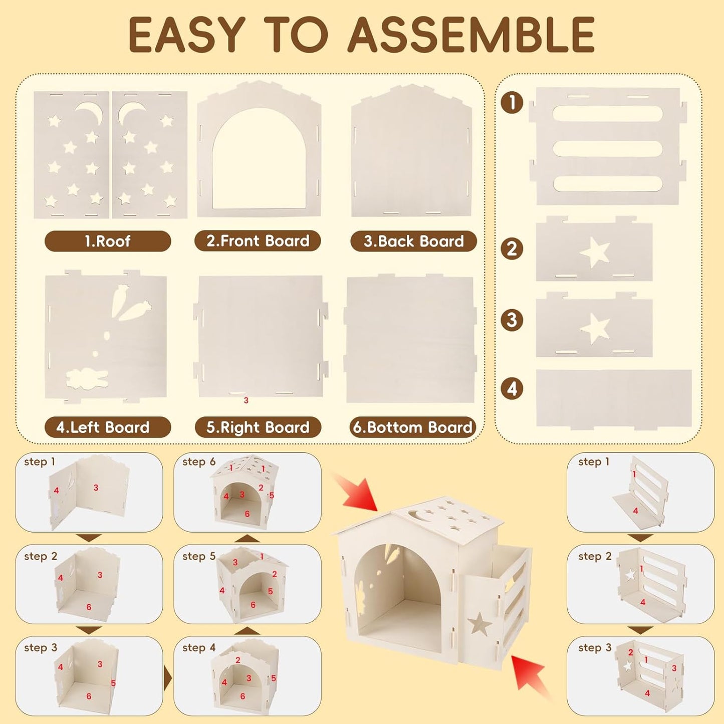 Extra Large Rabbit House & Rabbit Hay Feeder, Indoor Bunny Hideout with Feeder, Small Animal Houses & Habitats and Guinea Pig Hay Feeder