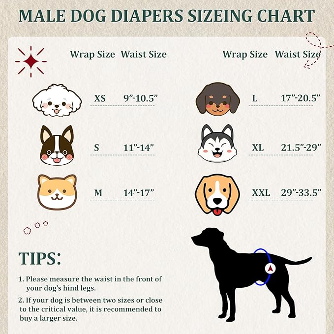 Reusable Dog Diapers Male, Premium Washable Belly Bands for Male Dogs, Pack of 5, High Absorbing Extra Large Male Dog Wraps for Doggie & Puppy in Incontinence or Excitable Urination and Training(XL)