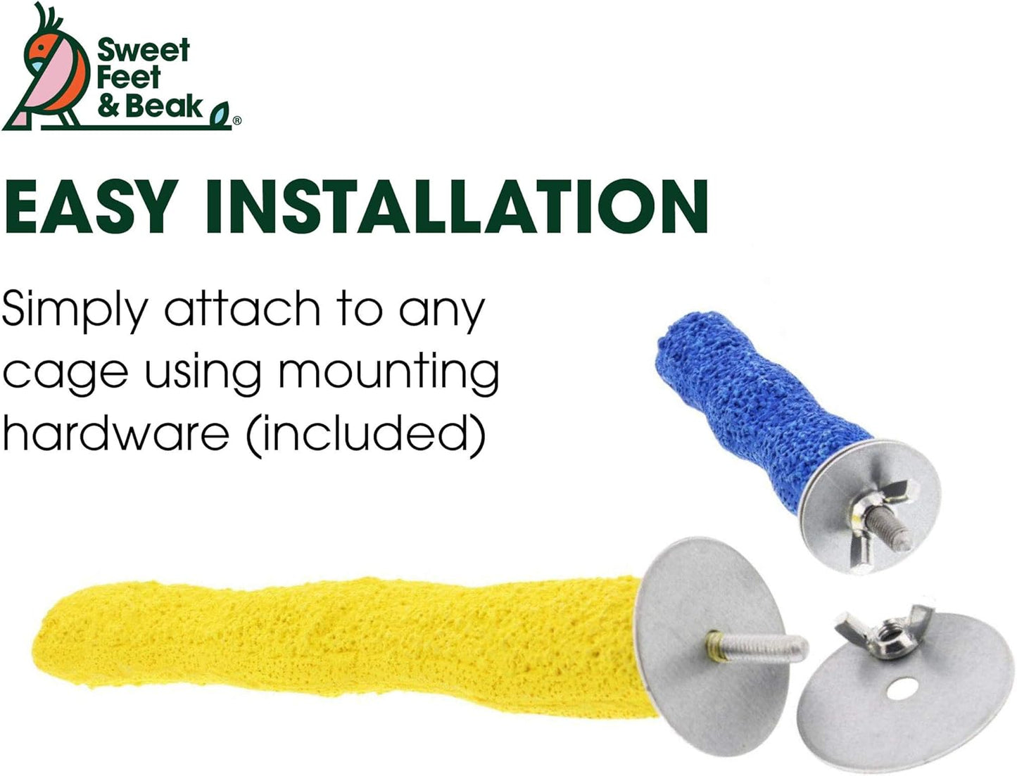 Comfort Grip Safety Perch for Bird Cages - Pedicure Perch for Birds to Keep Nails and Beaks in Top Condition - Safe Easy to Install Bird Cage Accessories - X-Small 4.5"