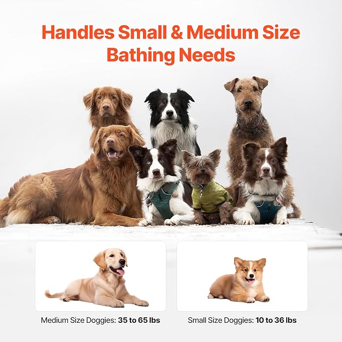 VEVOR Portable Dog Bathtub, Elevated & Foldable Space-Saving Pet Shower Station with Efficient Drainage, Bathing Tub for Washing & Grooming Small and Medium Size Dogs and Cats Indoor & Outdoor, Grey