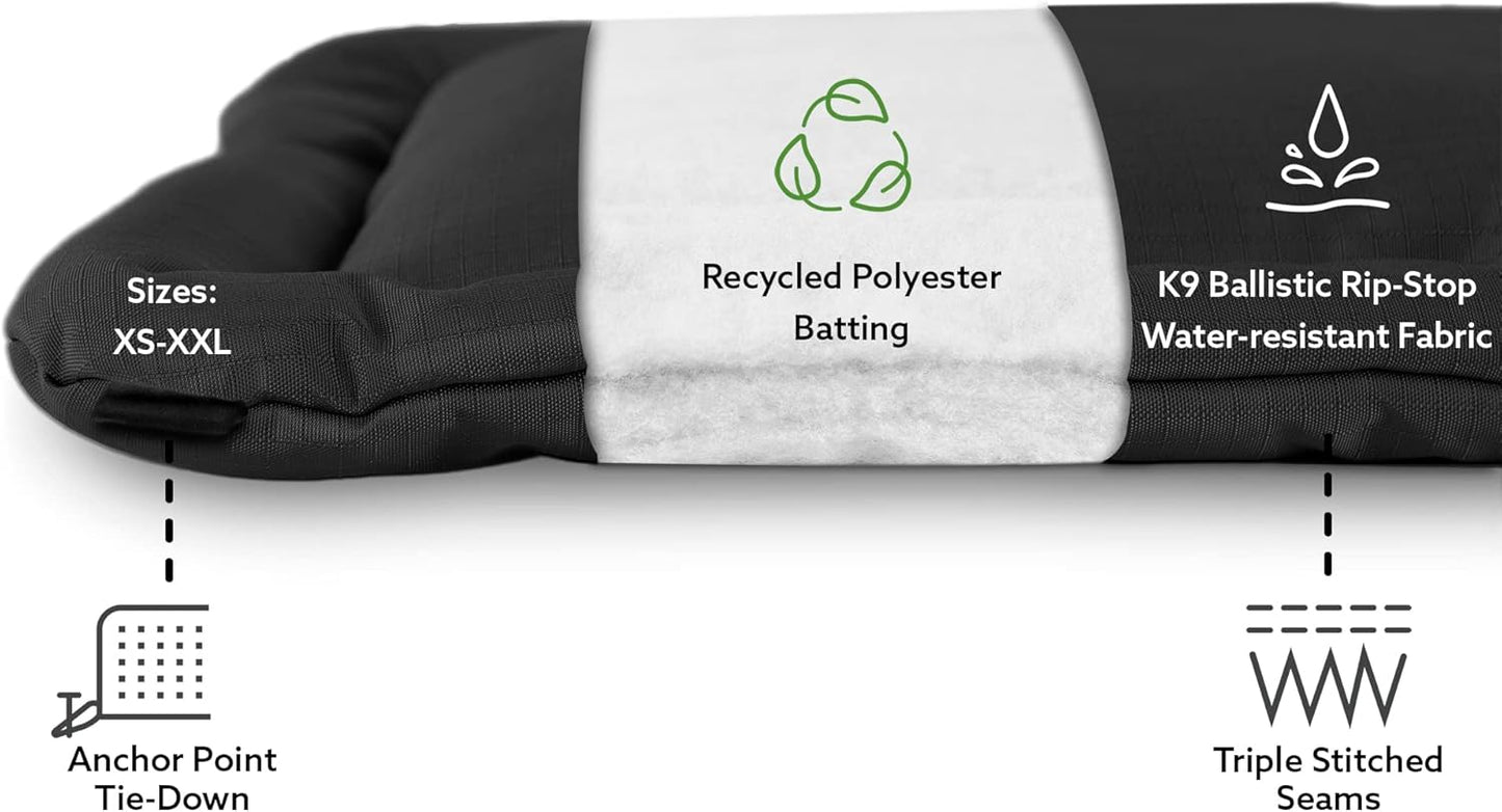 K9 Ballistics Tough Ripstop Dog Crate Pad - Durable & Machine Washable with Non-Skid Bottom and 120-Day Warranty, Fits 42" Wire Crates - Large, Light Gray Velvet