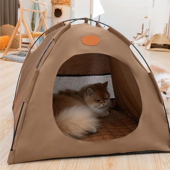 BreezyDen Pop-Up Pet Tent – Portable Indoor/Outdoor Cat Tent, Waterproof Pet Hideaway for Cats & Small Dogs with Mesh Window, Anti-Slip Base & Washable Design (Dark Gray, XL (20 catties Kitten))