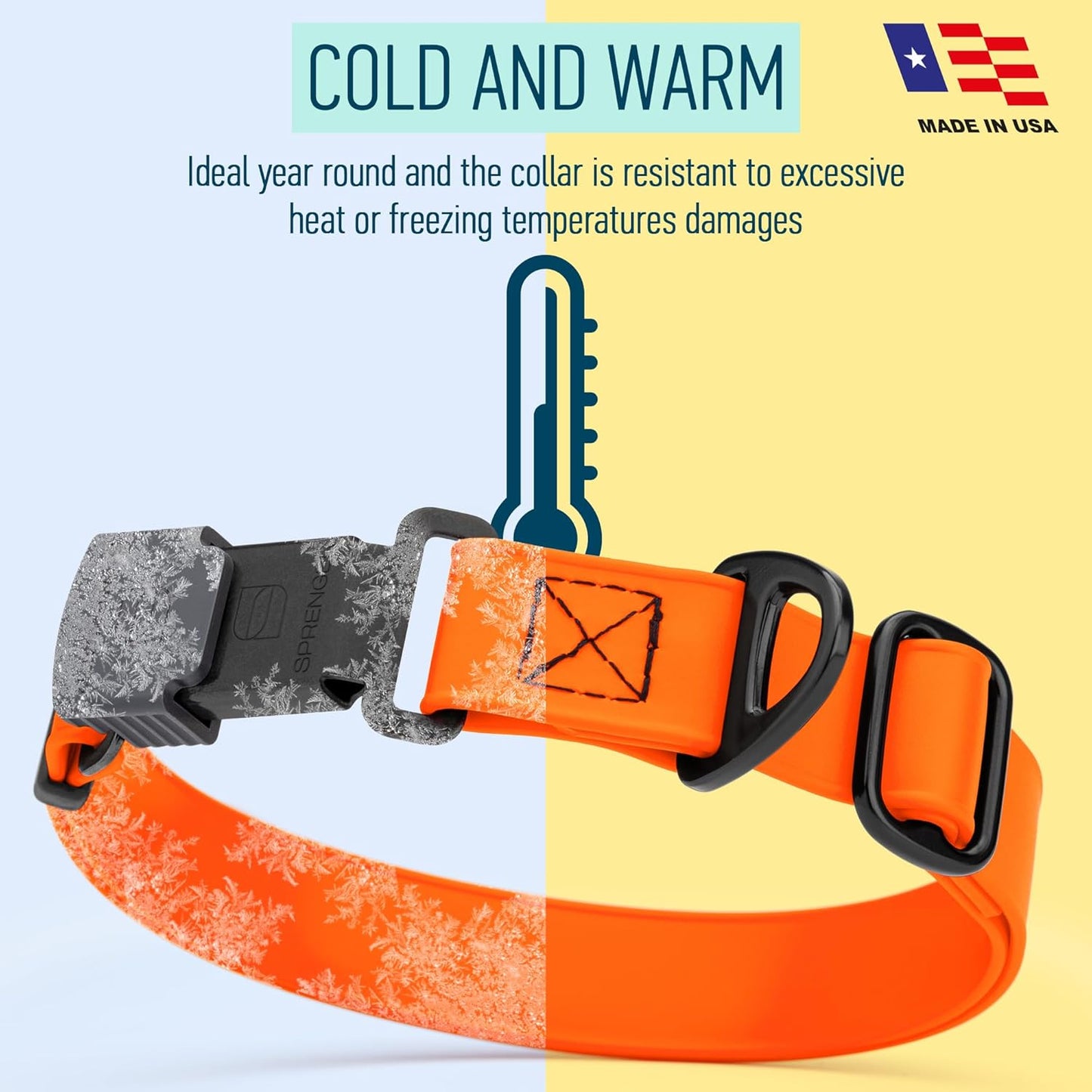 Dogline Biothane Waterproof Dog Collar with Herm Sprenger Stainless Steel Quick Release Buckle – Heavy Duty Tactical Durable Collar for Dogs – Comfortable and Safe Pet Collar, W 1" L 15-25", Orange