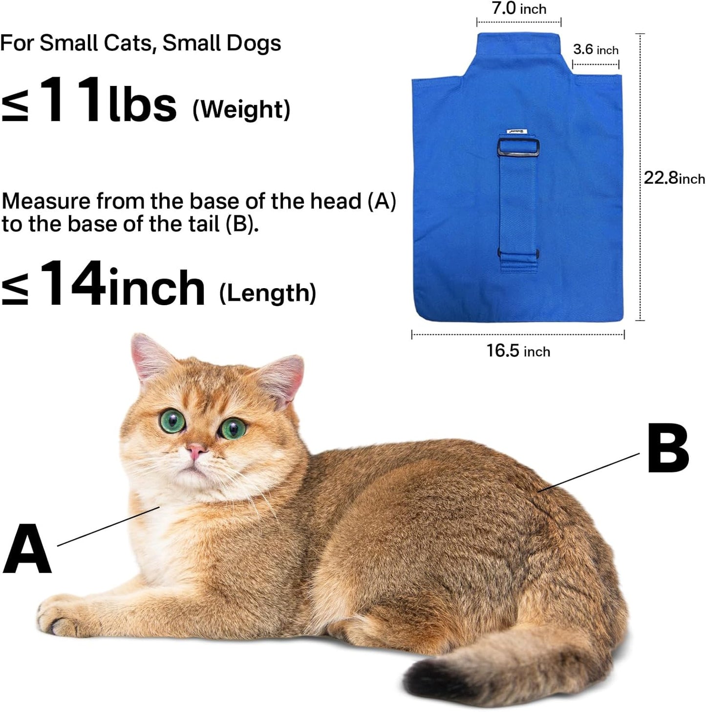 [Cozy Travel] Cat Carrier Pouch, Soft Cat Carrier for Small Cats, Kitten Carrying Bag, Restraint Bag for Nail Trimming, Vet Visits, Giving Meds, Car Travel - Klein Blue Upgrade