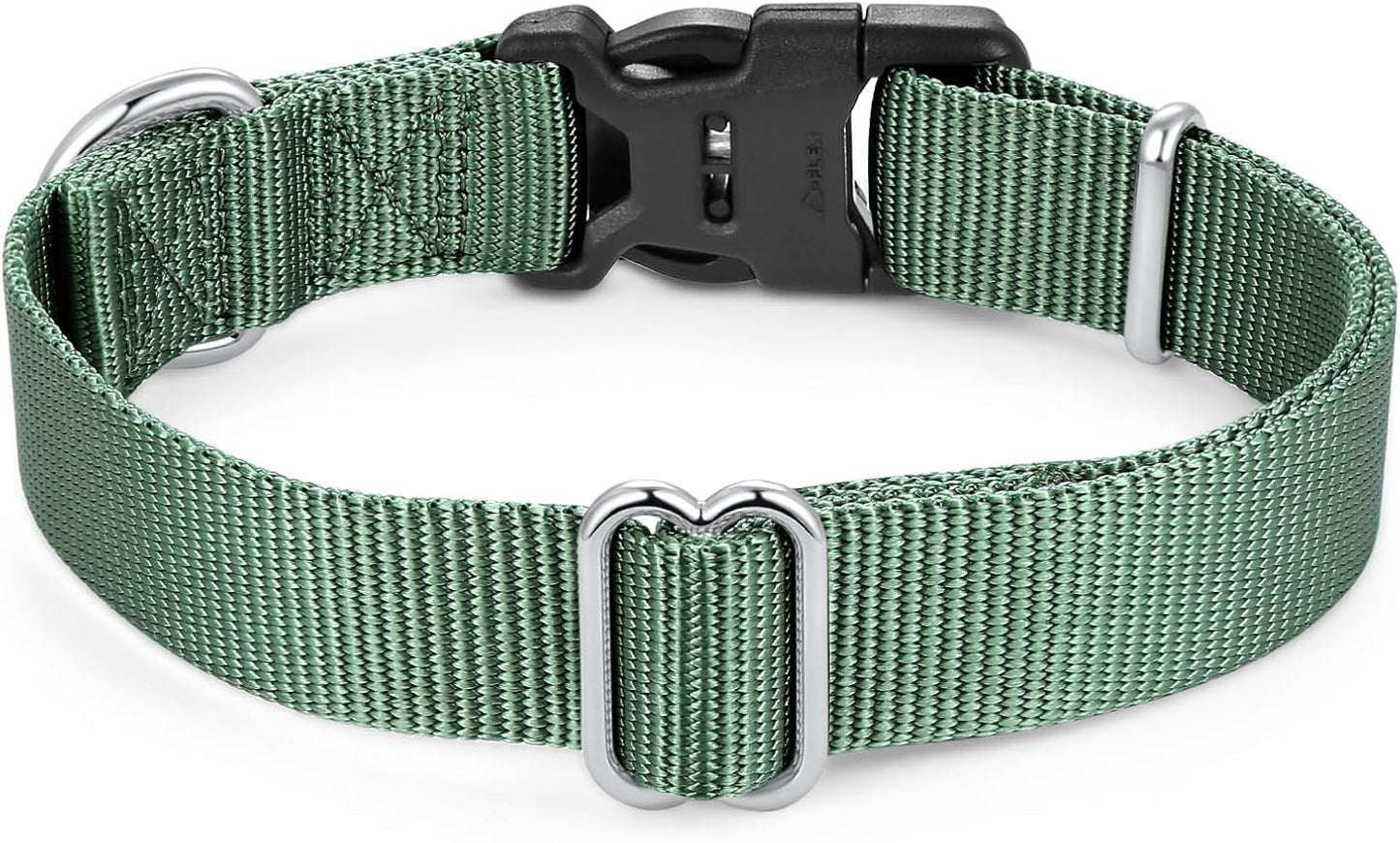 Mikivery Nylon Dog Collar with Quick Release Buckle Soft Adjustable Sturdy for Small Medium Large Dogs Emerald,M