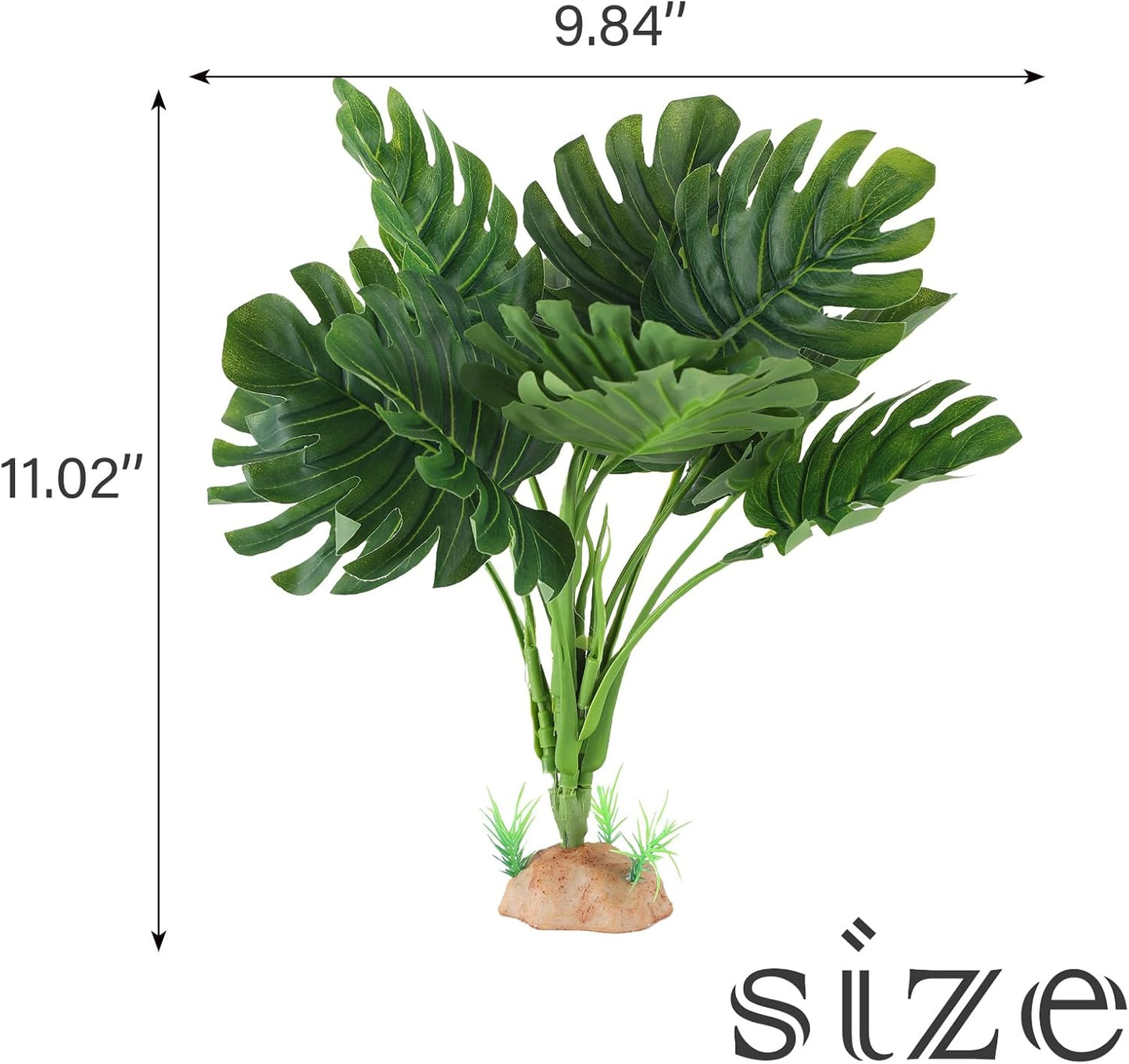 IBWell Reptile Plants - Tortoise Habitat Accessories, Artificial Spider Plant for Gecko, Ball Python, Terrarium Decor - Monstera