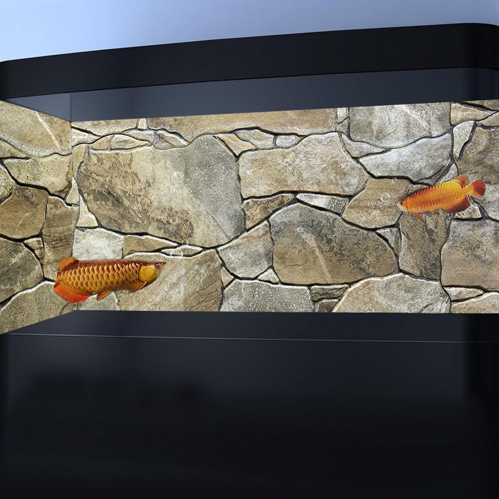 48X18IN Marble Aquarium Background, Art Marble Aquarium Background, Natural Marble Glass Terrarium Background with 8 EVA Double-Sided Tape