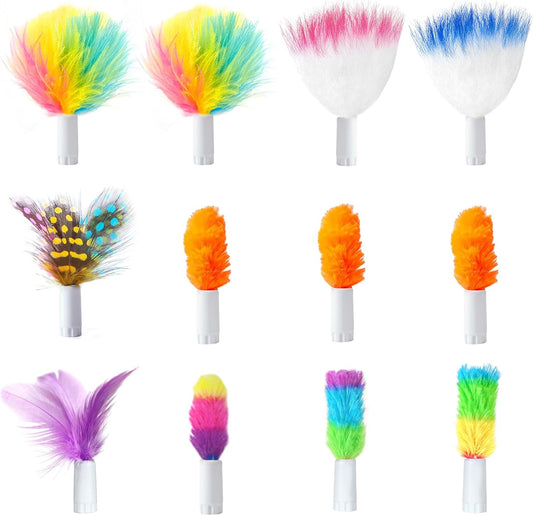 ORSDA 12Pcs Interchangeable Attachments Cat Feather Toys Replaceable Feathers and Fluffy Toy Accessories