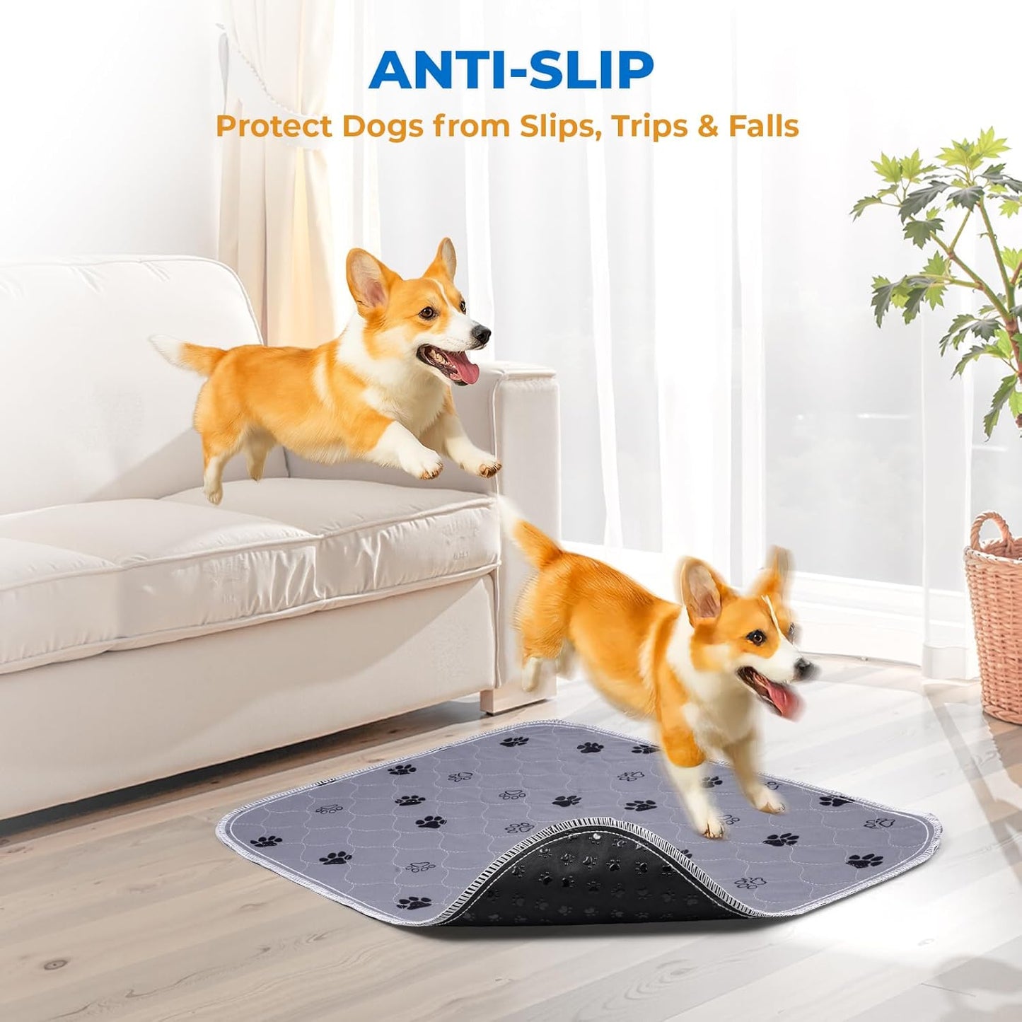 Fostanfly Reusable Puppy Pads, 2 Pack 18"x 24" Washable Pee Pads for Dogs, Absorbent and Leakproof Wee Wee Mat, Waterproof Non Slip Training Mats for Potty, Crate, Playpen, Bed, Sofa