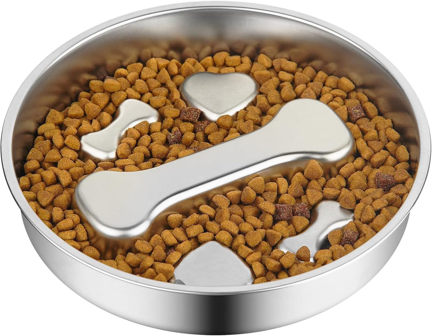 Slow Feeder Dog Bowl - 2 Cups Stainless Steel Dog Slow Feeder Food Bowl, Metal Non-Slip Lick Plate,Puppy or Cat Food Holder,Pet Supplies,Puzzle Maze Dish for Small & Medium Sized Breeds