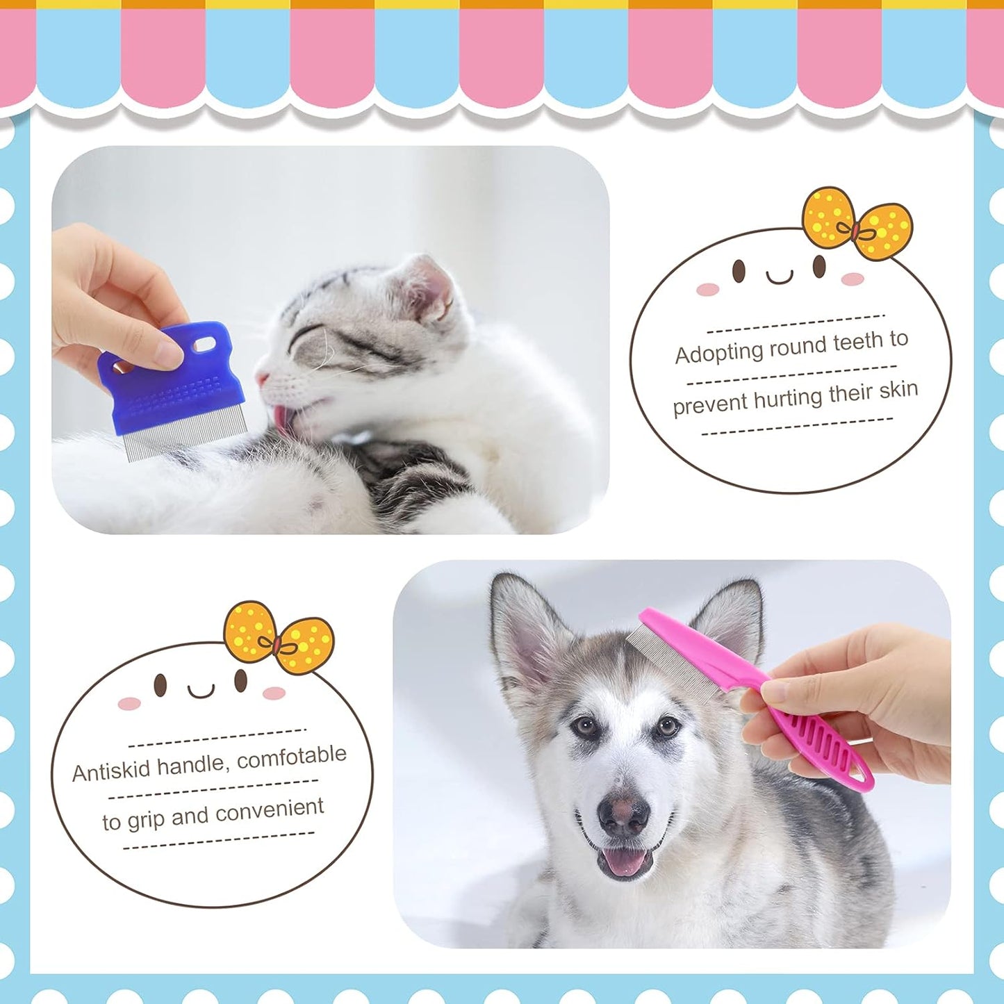 Rabbit Grooming Kit, Rabbit Brush for Shedding with Bunny Nail Clipper, Rabbit Nail Trimmers with Pet Combs for Hamster Guinea Pig Ferret by KALAMANDA(6 Pack)