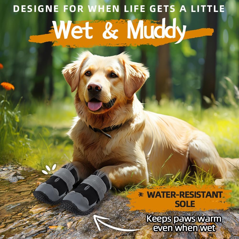 Dog Shoes for Small Dogs, Dog Boots & Paw Protectors for Hardwood Floors, Outdoor Dog Booties for Hot Pavement Winter Snow Hiking, Waterproof Dog Shoes with Reflective Strips Size 2