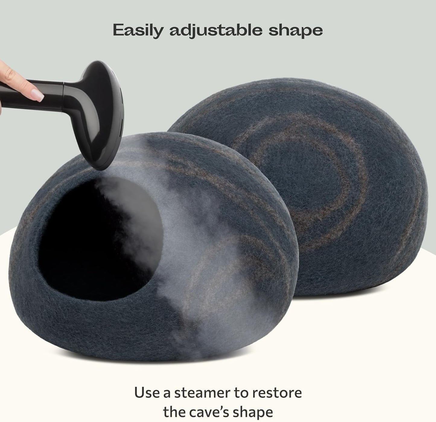 MEOWFIA Cat Cave – Premium Felt Cat Bed for Indoor Cats, Handmade 100% Merino Wool (Medium, Slate Grey)