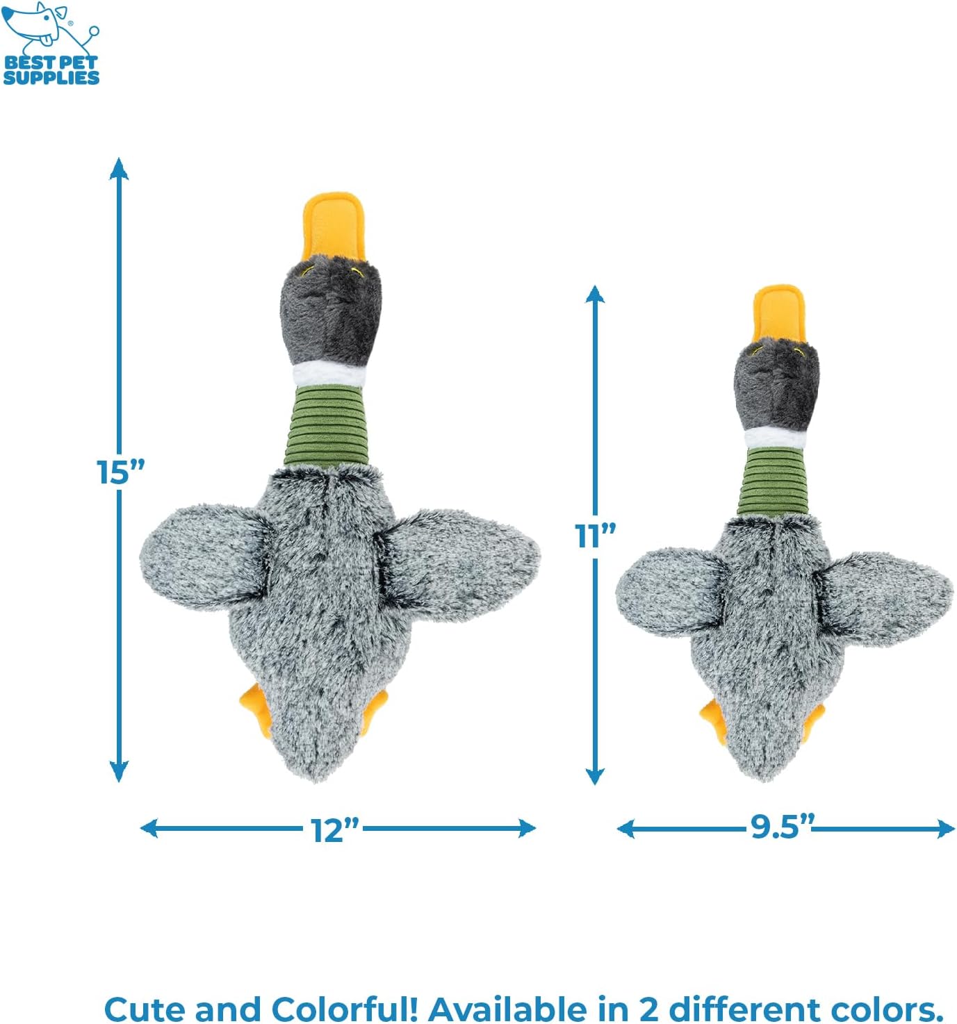 Best Pet Supplies Interactive Squeaky Dog Chew Toy, Ideal Dog Toys for Chewers, Small, Medium & Large Dogs, and Fetch Lovers - Mallard Duck Wing (Gray), Small
