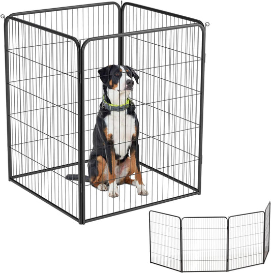 BestPet Dog Playpen Indoor 40 inch 4 Panels Metal Dog Pen Pet Dog Fence Outdoor Exercise Pen with Doors,Pet Puppy Playpen for RV Camping Yard, Black