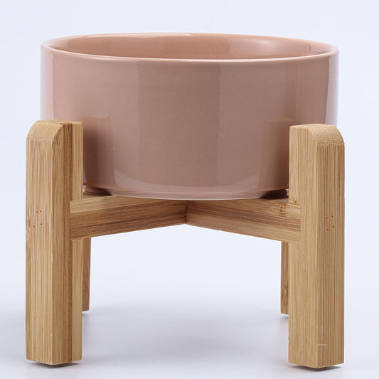 Petygooing Khaki Elevated/Raised Ceramic Dog Bowl for Small Breeds, Dog Food Water Dish with Stand,Pet Feeding Bowl with Anti Slip Rubber for Cats and Small Dogs Puppy 13.5 OZ (5.1In / 1.7 Cups)