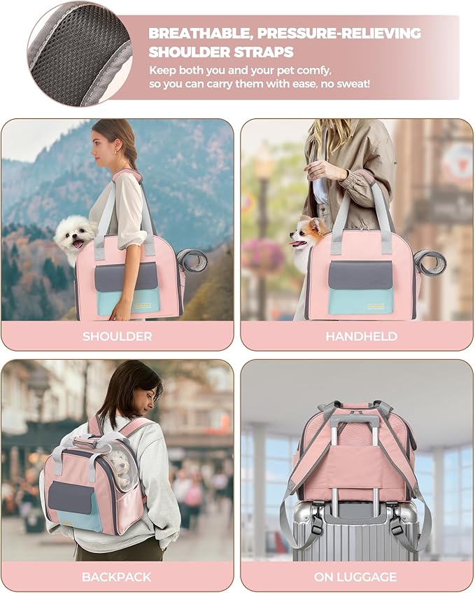 Expandable Pet Carrier Backpack, Cat Carrier Backpacks with Breathable Mesh for Cats Small Dogs Puppies Up to 25 Lbs Airline Approved Waterproof Travel Carrier with Safety Buckle for Hiking & Flights