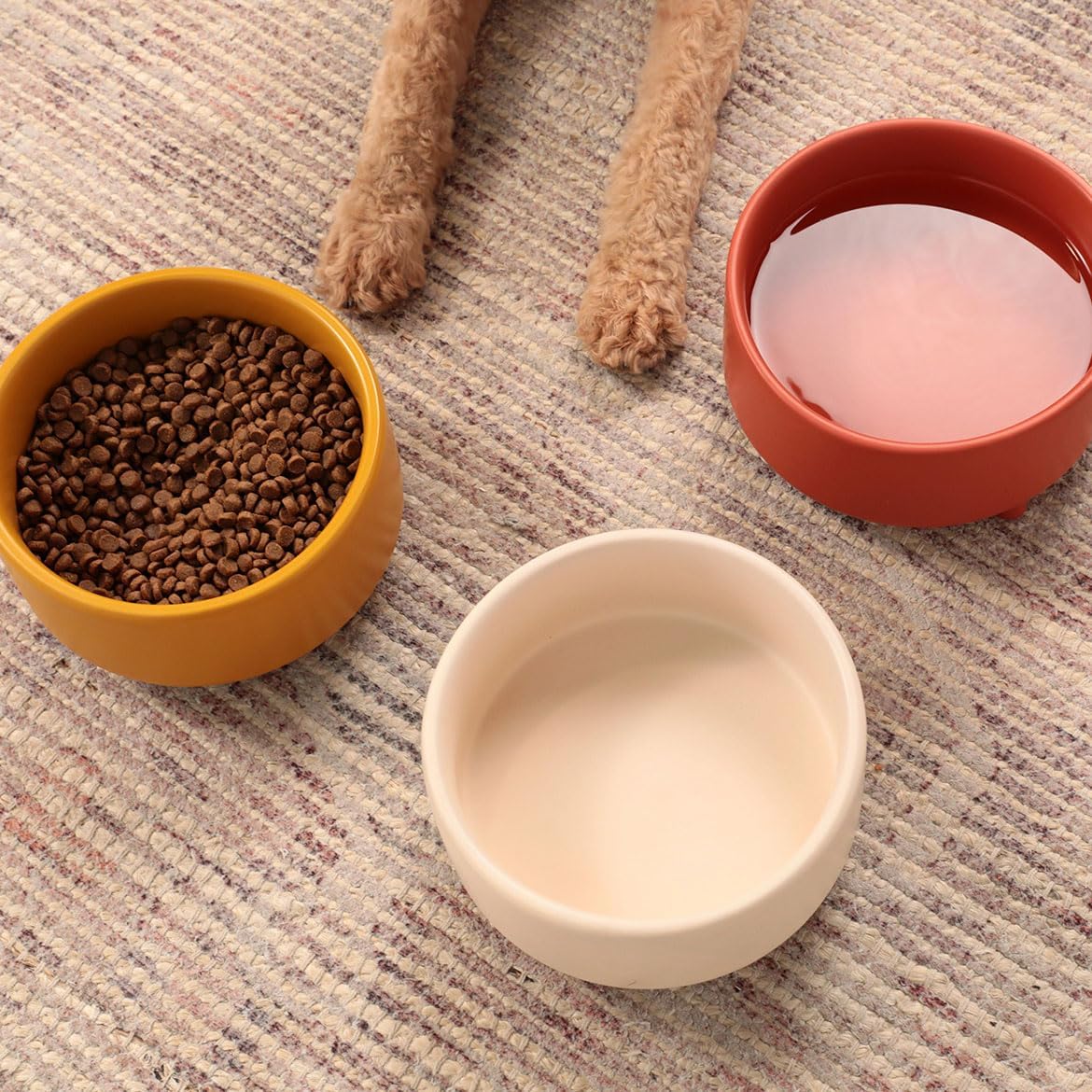 Waggo Uplift Ceramic Dog Bowl for Small Medium and Large Breeds - Heavyweight and Durable Pet Food and Water Dish Crock, Dishwasher Safe, Modern, Elevated Feeder (Buttercream, Large)