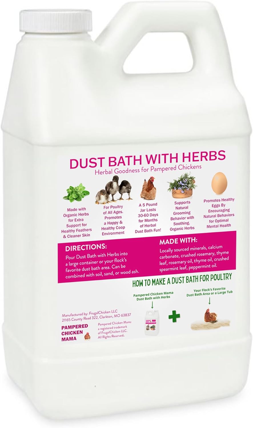 10.5 lb Pampered Chicken Mama Dust Bath with Organic Herbs & Essential Oils for Chickens, Quail, & Poultry | Dust Bath for Chickens to Keep Feathers Clean & Healthy